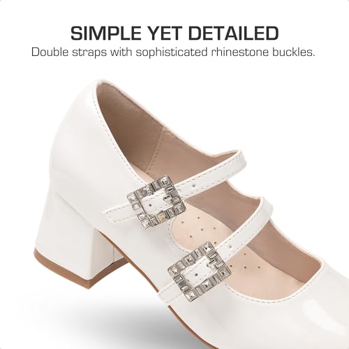 DREAM PAIRS Girls Dress Shoes Mary Jane Double Straps High Heel Easter Wedding Party Church Princess Communion Pumps for Little/Big Kids,Size 13 Little Kid,White,KKUMPU2503 - image 4