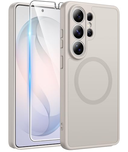 Image of FNTCASE for Samsung Galaxy S26-Ultra Case: [Fit for Magsafe] [Full Camera Protection] Translucent Matte Cases with [Screen Protector] Military Grade Shockproof Protective Phone Cover - Off White