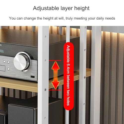 Support multimédia AV réglable : meuble stéréo d'angle marron pour système audio - 5