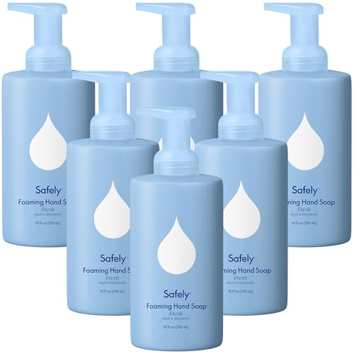 Safely Foaming Hand Soap – Fresh 6-Pack, Moisturizing Liquid Hand Soap With Coconut Conditioning, Leaves Skin Soft And Smooth, Removes Dirt, Grease, and Impurities, 10 Fl Oz Each
