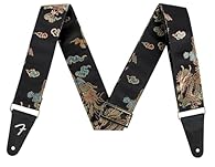 Double-sided polyester-nylon blend material Silver hardware 2” width; Adjustable from 34”-58” Leather end tabs with Fender "F" foil logo Made in the USA
