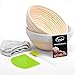 Cestini da 22 cm, Rotondi, per Pane, in Rattan Naturale Intrecciato a Mano, con Panno in lino, Raschietto per Impasto, Spazzola in Silicone, Accessori per la Casa e i Panettieri Professionisti(2Pack).