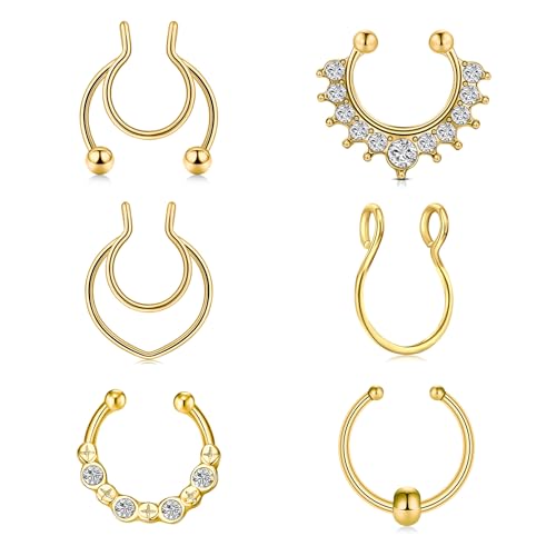 QWALIT Fake Septum Ring Fake Septum Piercing Faux Septum Nose Rings Fake Nose Ring Septum Fake Septum Nose Ring Clip On Septum Nose Ring Faux Septum Piercing Fake Septum Hoop Fake Septum Jewelry