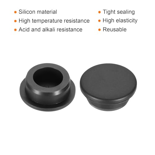 Image of MECCANIXITY 8pcs T-Shaped Silicone Plugs 29mm 1-1 /8 Inch Dia Snap in Plug Hole Seal Cover Round Rubber Stopper for Kitchen Rubber Bulkheads Waterproof Sealing Plugs Black