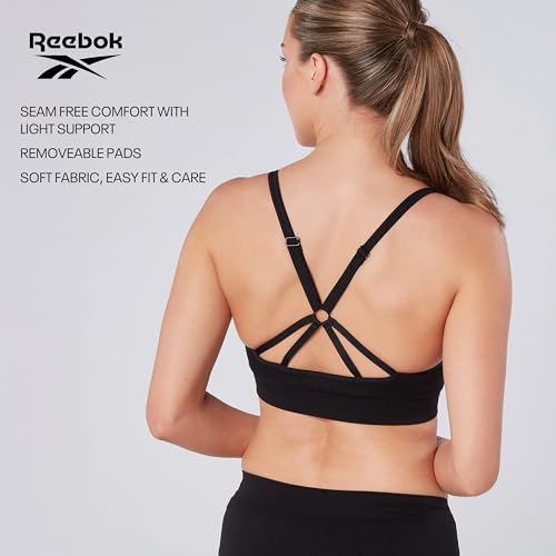 Reebok Womens Seamless Sports Bra | Women's Sports Bras with Halter Neck Design | High Support, Non Wired and Comfortable Bra Available in 4 Size | Black, Grey Or White - Image 5