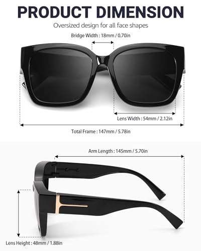 TJUTR Oversized Polarized Fit Over Glasses Sunglasses For Women, Large Trendy Square Shades For Driving with UV400 Protection2