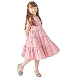[ever closet] ガールズ ティアード ワンピース 120サイズ (6-8歳・身長115-125cm目安) ピンク キッズ 女の子 ノースリーブ 綿100％ フリル ロング ワンピ 春服 夏服 通園 通学 子供服 キッズ服 エバークローゼット