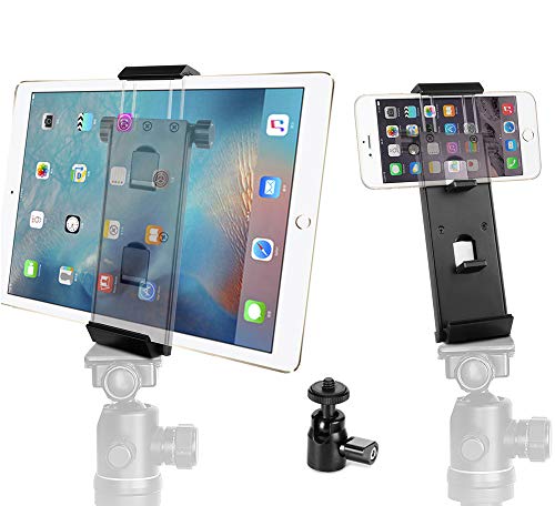 Vikdio Telefon iPad Pro Stativadapter | Aluminium-Tablet-Ständer Multi-Winkel-Halter für 3,5-12,9"Zoll-Handys, iPad Air/Mini, MS-Oberfläche, Tablets & Mini Stativ Kugelkopf für Amazon Monopod/Sta