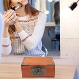 BATHVEVE Drewniane Pudełko Stylu Vintage z Zamkiem Duża Pojemność Wielofunkcyjna Skrzynka Do Przechowywania Biżuterii i Drobiazgów Praktyczny Pojemnik Retro Prezenty