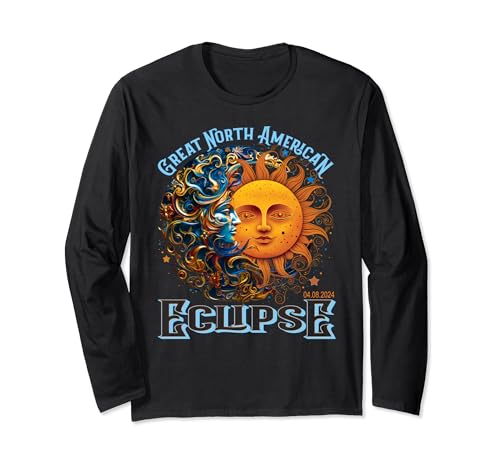 2024 North American Total Solar Eclipse Astronomy Souvenir Maglia a Manica