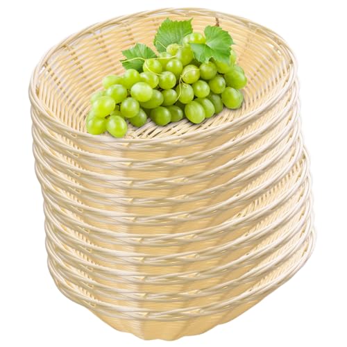 Cestas de pan ovaladas para mesa pack de 10 piezas en plastico resistente de 20 cm 6