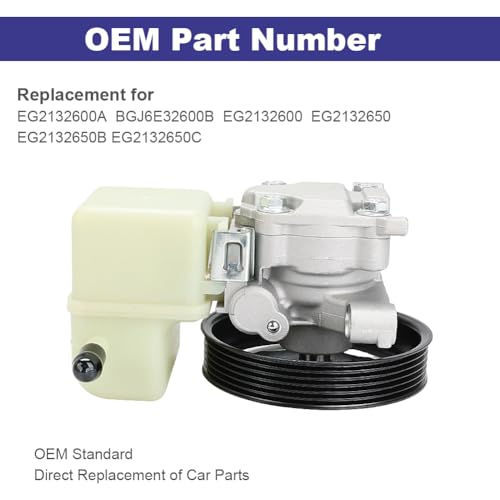 QCESEV Power Steering Pump with Pulley Reservoir Compatible with Mazda CX-7 L4 2.3L 2007-2012, CX-7 L4 2.5L 2010-2012 Replacement for EG2132600A BGJ6E32600B EG2132600 EG2132650 by QCESEV - Image 3