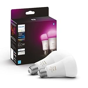 Philips Hue White and Color Ambiance 2-Pack A19 LED Smart Bulb, Bluetooth & Zigbee Compatible (Hue Hub Optional), Works with Alexa & Google Assistant, 2 Bulbs