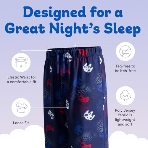 Image of US Angels Boys Pajamas Set | 3-Piece Pant, Shirt, Shorts Sleepwear Pjs for Kids | Loose Fit, Soft, Breathable Blue Plaid