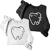 Suseaz Personalized Dentist Embroidered Sweatshirt Dental Assistant Shirt Gift Dental Hygienist Crewneck Graphic Pullover (Cotton, D12)