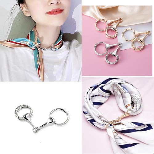 Image of Unique Scarf Clip with Horse Bit Detailing Exquisite Shawls Fastener Brooch Elegant Scarf Clip Stylish Scarves Accessory