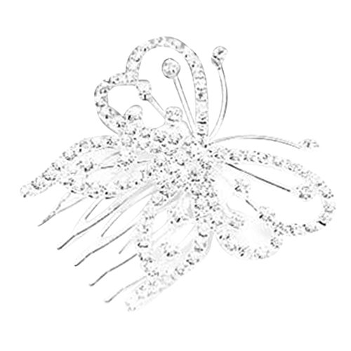 Polytree Women's Elegant Butterfly Crystal Hair Clip Comb