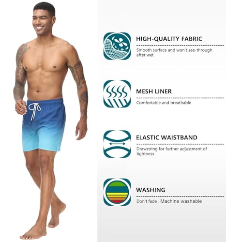 Image of Tyhengta Men's Swim Trunks Quick Dry Beach Shorts with Zipper Pockets and Mesh Lining