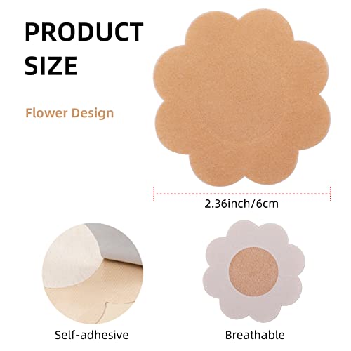 Sibba Breast Petals Stickers, 40 Pcs Nipple Covers, Beige, Non-woven Fabric, Self-adhesive, Waterproof, Reusable, for Swimming, Sports, Everyday Wear4