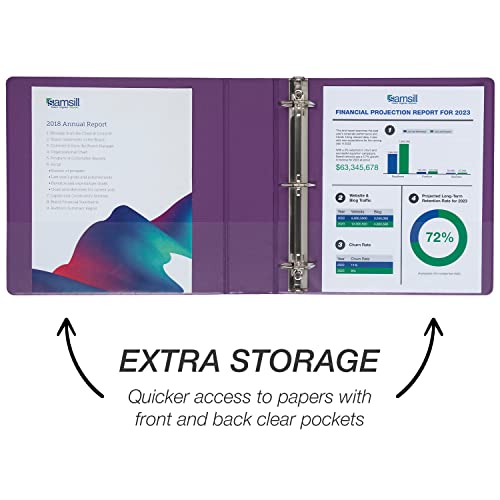 Image of Samsill Durable 2 inch 3 Ring Binder, D Ring Binder, 100% Recycled Chipboard, Purple