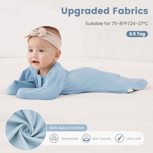 Image of ZIGJOY Swaddle Sleep Sack 6-12 Months, 1.0 Tog Cotton Baby Swaddle Blanket | 100% Cotton - Soft & Breathable & Non-shrink, 2-way Zipper for Easy Diaper Changes, Long Sleeves Allow Self-soothing