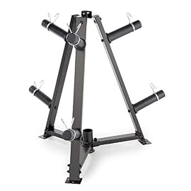 Marcy 6-Peg Olympic Weight Plate Tree and Vertical bar Holder Storage Rack Organizer for Home Gym PT-5757 , Black