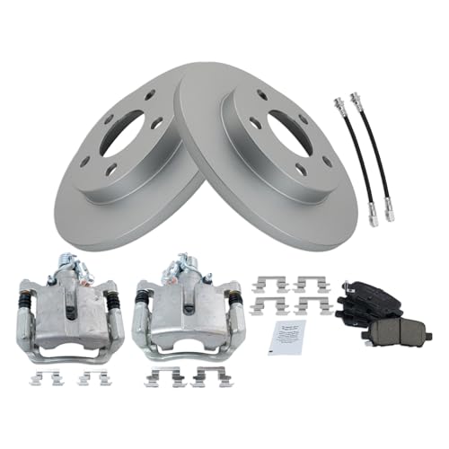 Image of TRQ Rear Brake Pad and Rotor Set Ceramic G Coated Rotors Calipers Compatible with 2005-2008 Pontiac Grand Prix