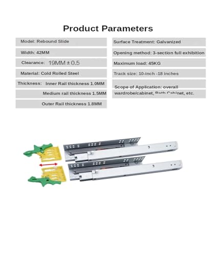 Rail de guidage caché en trois sections amortisseur de rebond 250mm - 4