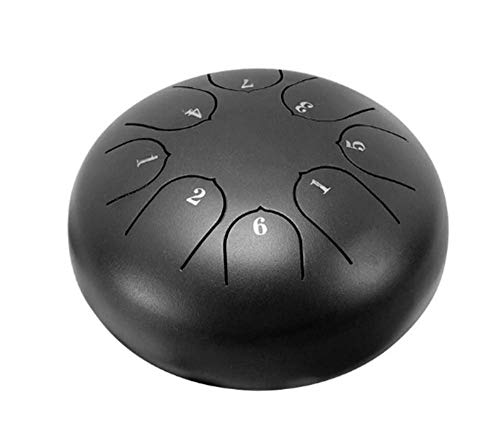 Tongue drum en acier 8 notes noir pour percussion et initiation musicale