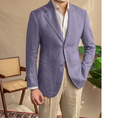 Mens Casual Linen Blazer Suit Jacket Two Button Slim Fit Lightweight Business Sport Coats3