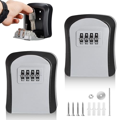 2 Pezzi Cassetta di Sicurezza per Chiave 4 Cifre, Pulsante Girevole per Aprire la Scatola, Serratura Con Codice per Porta Impermeabile E Antiruggine, Scatoletta per Chiavi Adatta per Home Office