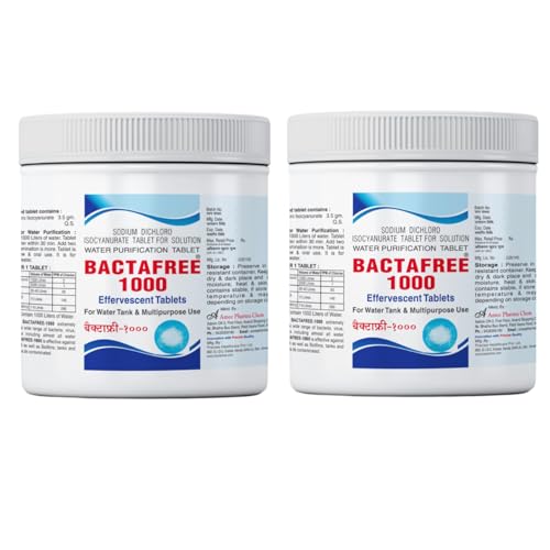 Image of 1000 Tab for Water Tank | Purifies 1000 Litres per Tablet, 150 Tablets - Effervescent Disinfectant for Overhead & Underground Water Cleaning (Pack of 2)