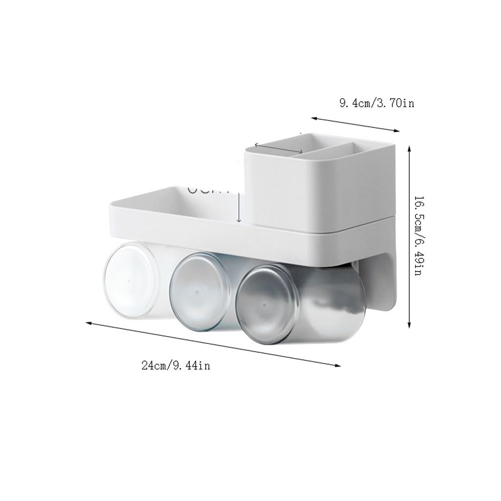 Portacepillos de dientes Caja de almacenamiento de cepillos de dientes montada en la pared, soporte gris for cepillos de dientes, accesorios de baño, soporte de almacenamiento con taza fácil de instal