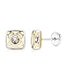 Orecchini bambina traforata quadrati 7 x 7 mm Oro Bicolore 18 ktes zirconi centrale vite