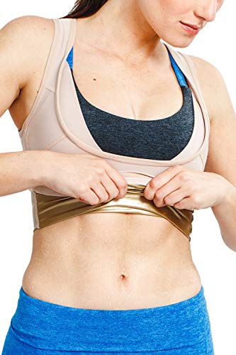 Sweat Shaper Women's Premium Workout Tank Top Slimming Polymer Sauna Vest (Small-Medium, Beige)