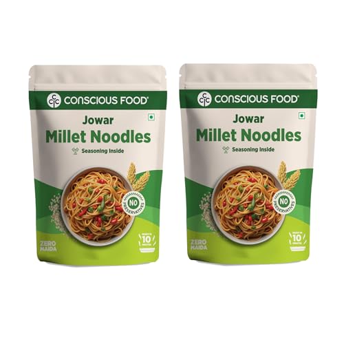 Image of Conscious Food Millet Noodles | 162g | Pack of 2 | No Preservatives | No Maida | No Msg | No Artificial Colors or Flavors, No Trans Fat & Cholesterol