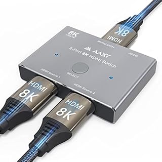 HDMI 2.1 Switch, High Speed 48Gbps Directional 8K HDMI Switcher, Supports 8K@60Hz 4K@120Hz, Compatible for PS5/PS4 Projectors Monitor Blu-Ray Player Xbox etc (Only 2 Sources to 1 Display)