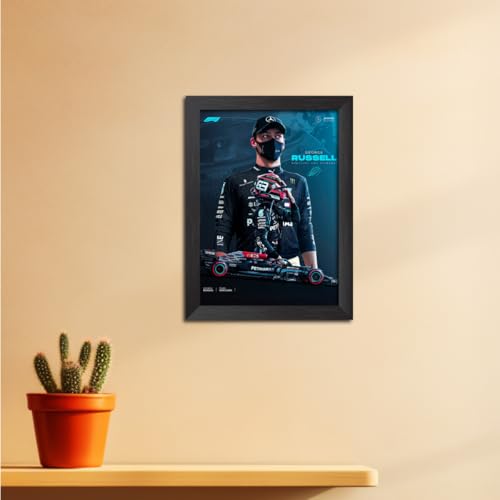 Image of TenorArts George Russell Poster F1 Driver Posters Formula One Photo Frame Painting with Matt Finish Dark Texture (12 inches x 9inches)
