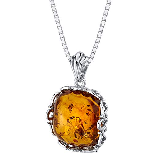 Peora SP12024 Genuine Baltic Amber Cushion Cut Pendant Necklace cover