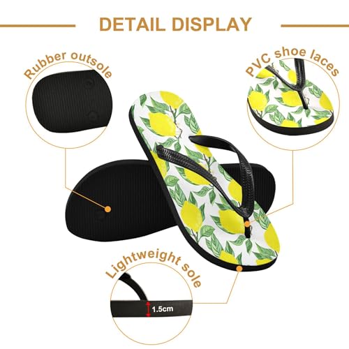 Burbuja Lemons Flip Flops for Women Men, Soft Thong Sandals Rubber Slippers for Pool Beach Essentials3