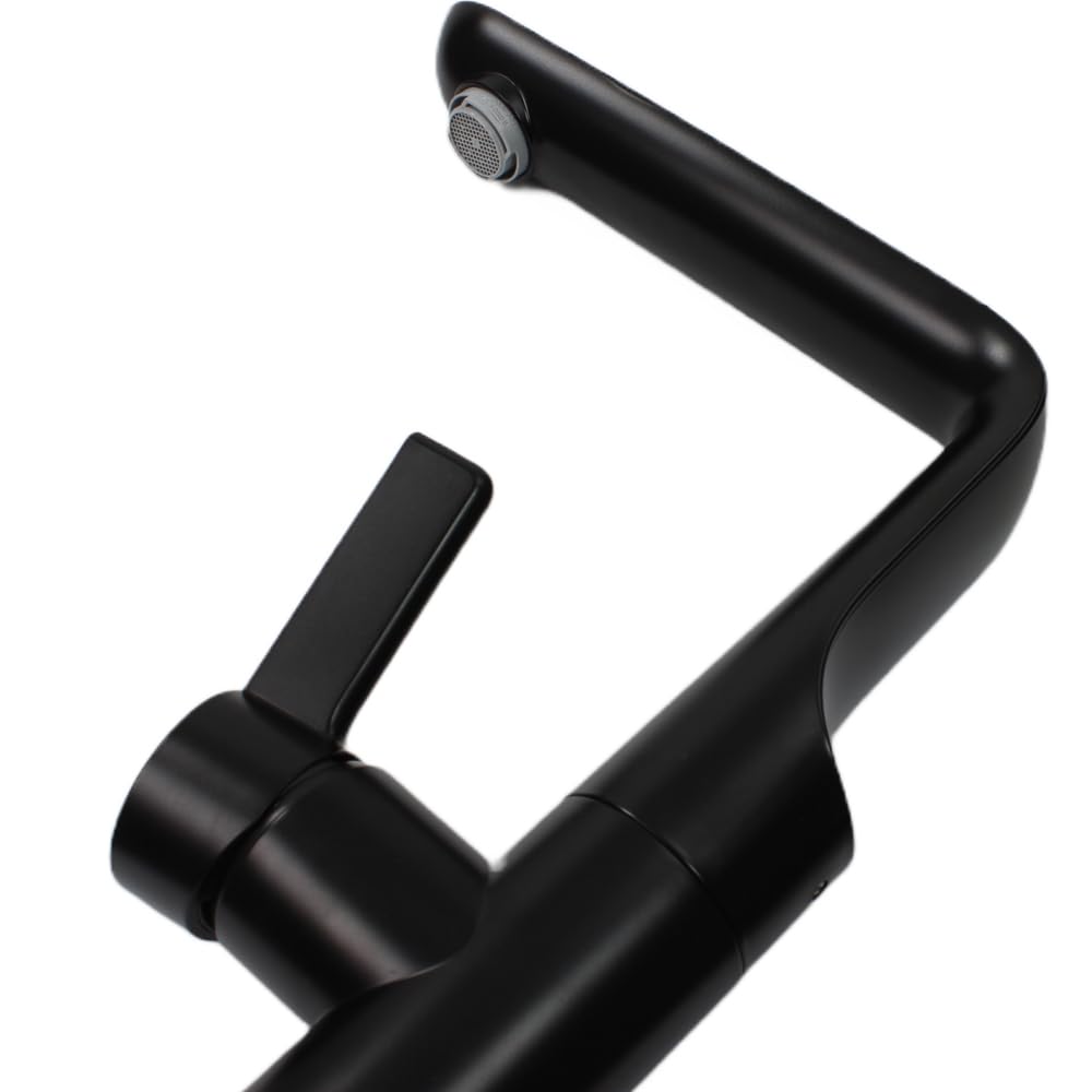 Robinet mitigeur monocommande Modena pour camping-car, caravane, camping, bateau + interrupteur noir mat