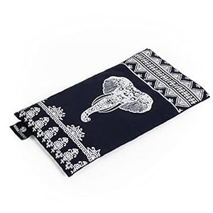 Yoga Studio Organic Eye Pillow – 23cm x 12/13cm, Organic Lavender & Linseed Scented Yoga Pillow for Tired Eyes, and Headaches (Navy Blue Aztec Elephant)