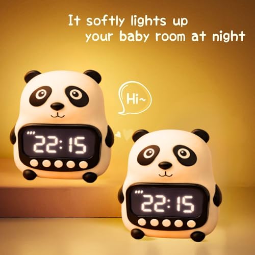 Image of One94Store Panda Shape Digital Alarm Clock with LED Display & Night Light | Snooze, Timer, Temperature Display | Kids Bedside Clock for Bedroom, Study Table & Home Decor