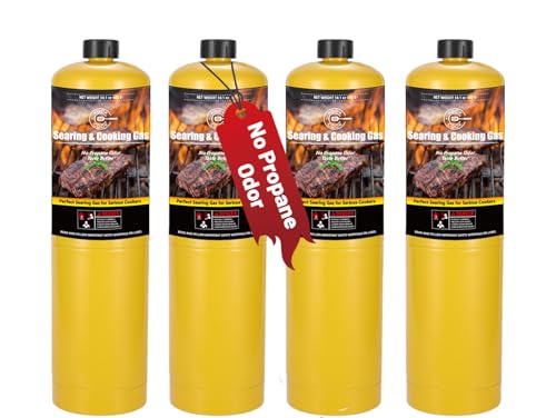 KookCook 14.1oz MAPP Gas,99.99% High Purity Propylene Equal to MAP PRO Gas Hotter than Propane,No Propane Odor Cooking Searing MAP Gas to Broil Sous Vide for Welding Brazing Soldering on Propane Torch