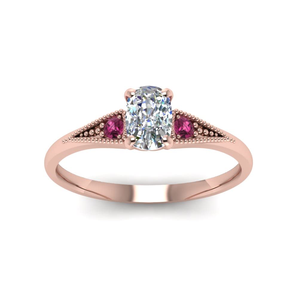 Bague trois pierres plaqué or rose ajustable de la taille 47 à 70 - 6