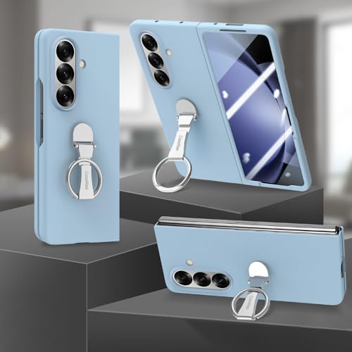Housse Samsung Galaxy Z Fold 6 étui bleu ciel antichoc avec bague de support arrière
