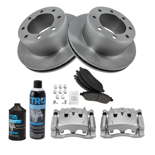 Image of TRQ Rear Brake Pad, Caliper, & Rotor Kit, with Chemical Kit Ceramic Compatible with 2006-2007 Ford F-250 Super Duty F-350 Super Duty