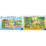 Ravensburger Kinderpuzzle - 06116 Ausflug in den Zoo - Rahmenpuzzle für Kinder ab 3 Jahren, mit 15 Teilen & 06376 Tierkinder des Waldes - Rahmenpuzzle für Kinder ab 3 Jahren, mit 15 Teilen