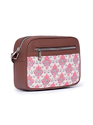 Image of ZOUK Kashmiri Tulips Floral Printed Women's Jute Handcrafted Vegan Leather Multicolor Sling Bag