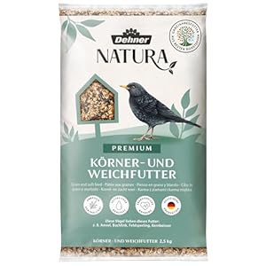 Dehner Natura Premium Wildvogelfutter, Körnerfutter / Weichfutter, Ganzjahresfutter proteinreich / energiereich, hochwertiges Vogelfutter für Wildvögel, 2.5 kg